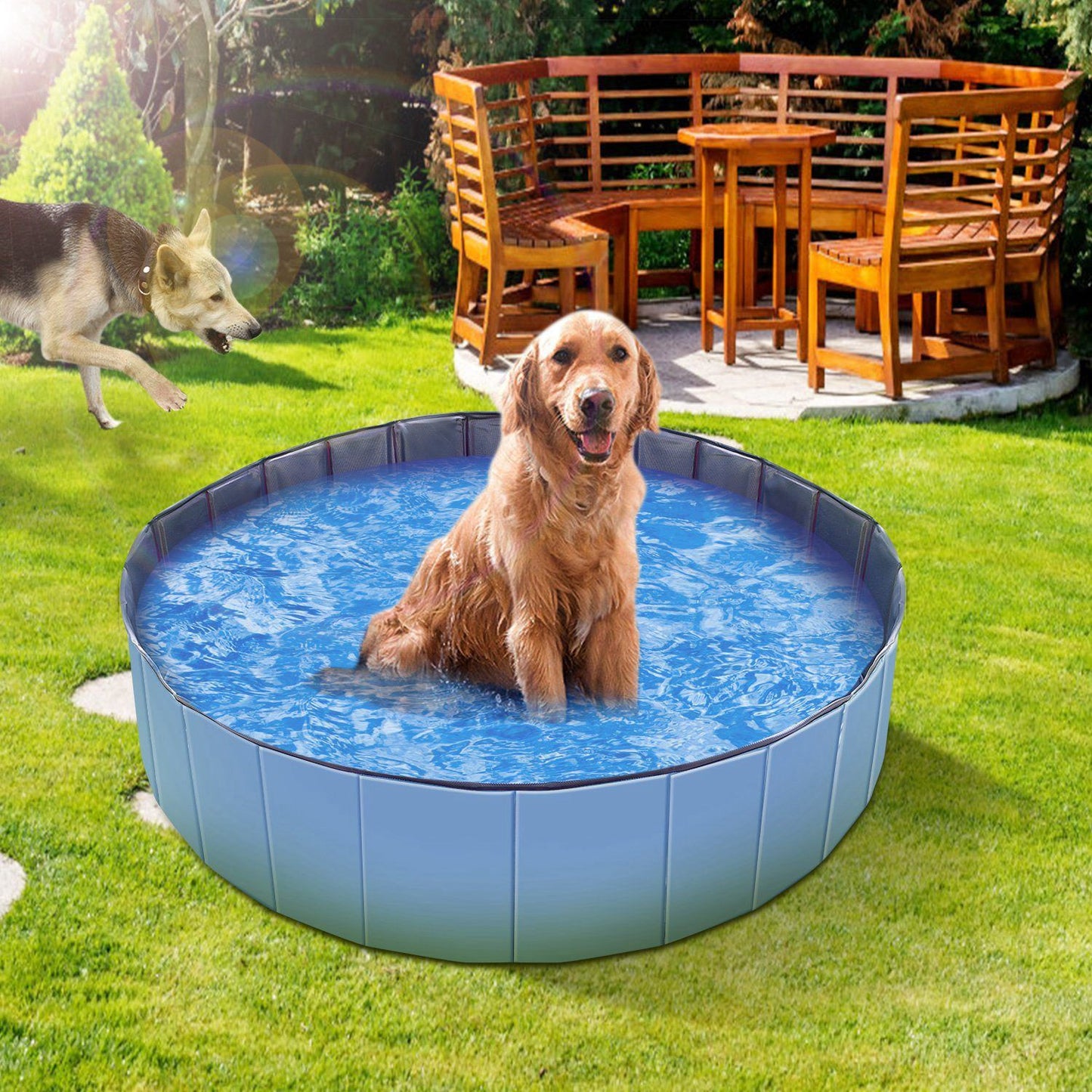 4X4FT Foldable Pet Swimming Pool PVC Kiddie Baby Dog Swim Pool Bathing Tub Playmat Kids Pools