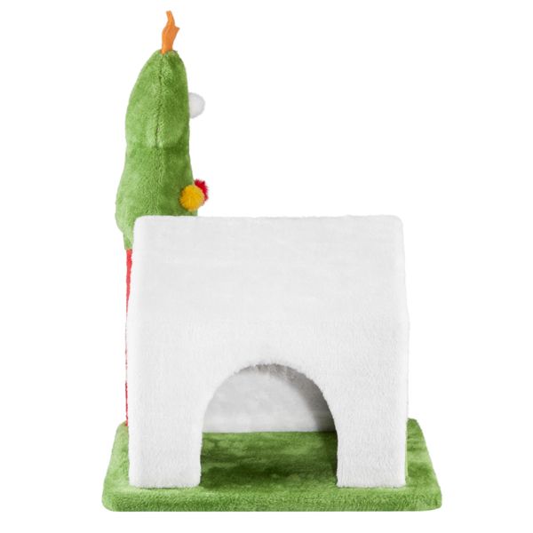 24in Christmas Cat House Cat Bed Cave, Soft Plush Christmas Nest Holiday Decor for Indoor Cats